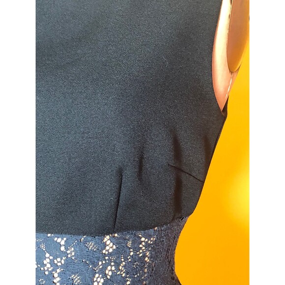 1990s-Y2K NU OZ Lace Cut Out Semi SHEER Midriff Black Party Dress. Medium-Large - Picture 4 of 6